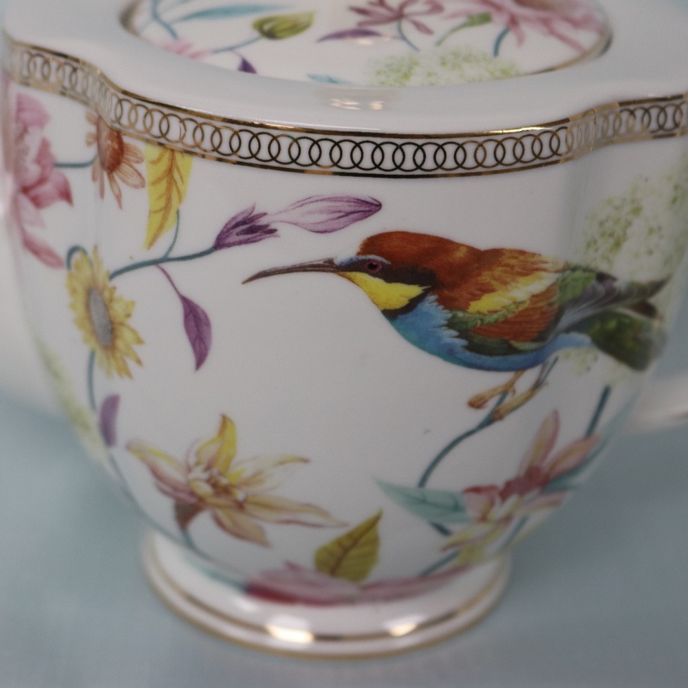 GRACE TEAWARE BOTANICAL PARADISE BIRDS FLORAL PORCELAIN COFFEE TEAPOT - NEW - Picture 3 of 8